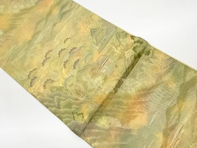 山並みに木々・寺院模様織出し袋帯【リサイクル】【中古】【着】(prc) 7,762円