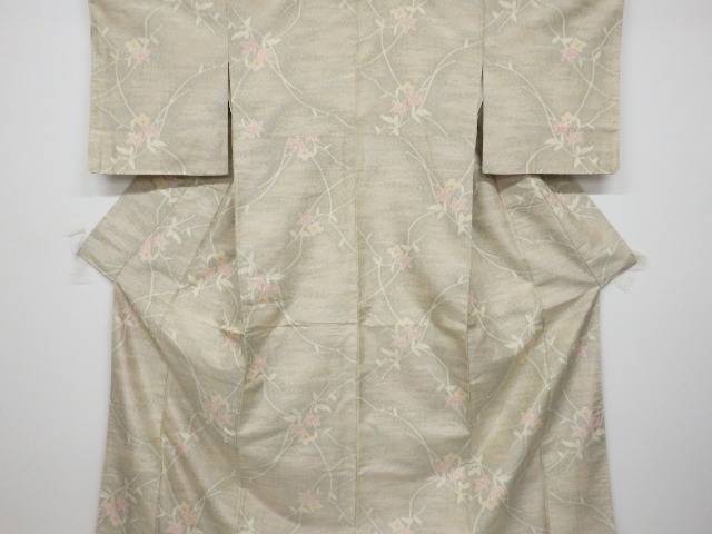 1320円 予約販売品 枝花模様織り出し手織り紬着物