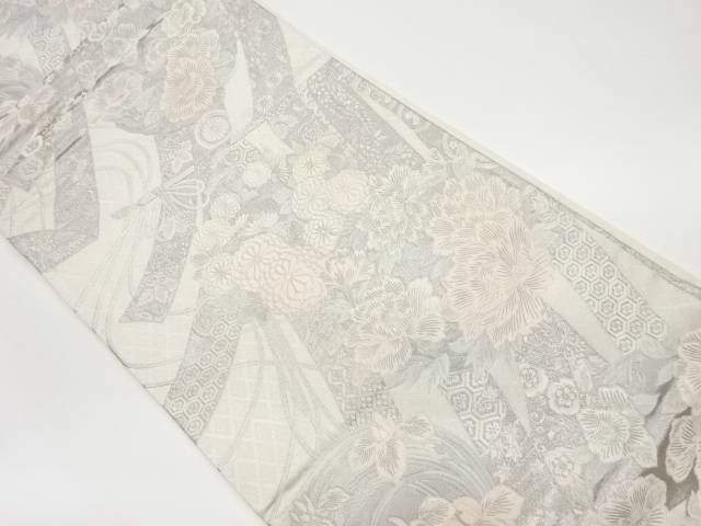 花丸文に几帳模様織出し袋帯【リサイクル】【中古】【着】(prc)