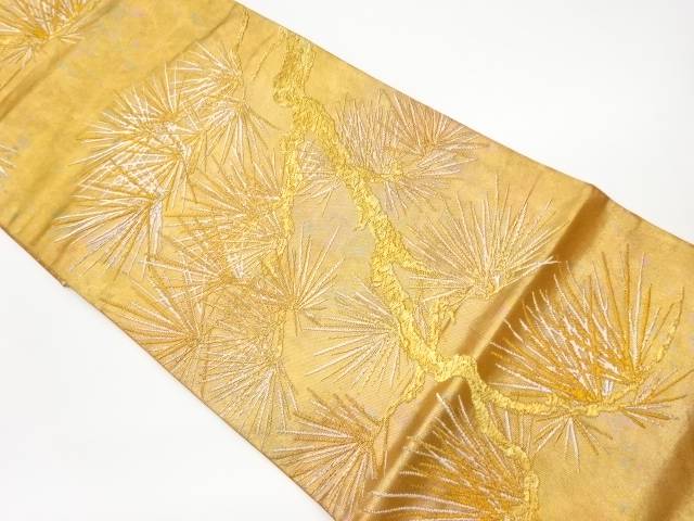 引箔若松模様織出し袋帯【リサイクル】【中古】【着】(prc)