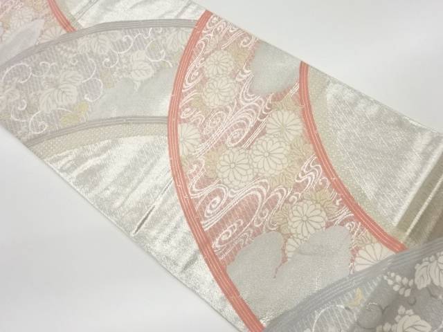 流水に菊・桐模様織出し袋帯【リサイクル】【中古】【着】(prc)