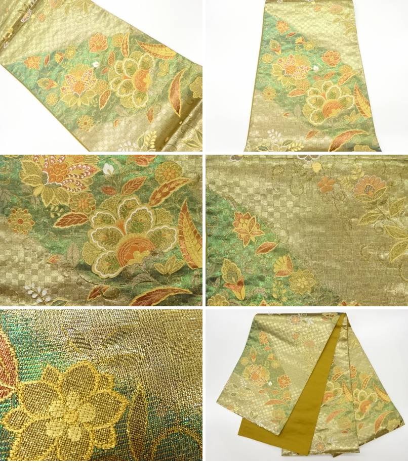 帯 花唐草模様織出し袋帯【リサイクル】【中古】【着】：Kimono-Shinei