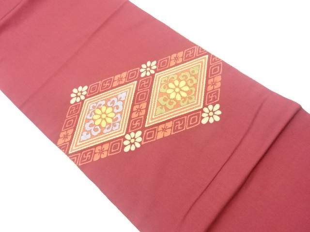 花菱模様織出しリバーシブル袋帯【リサイクル】【中古】【着】(prc)