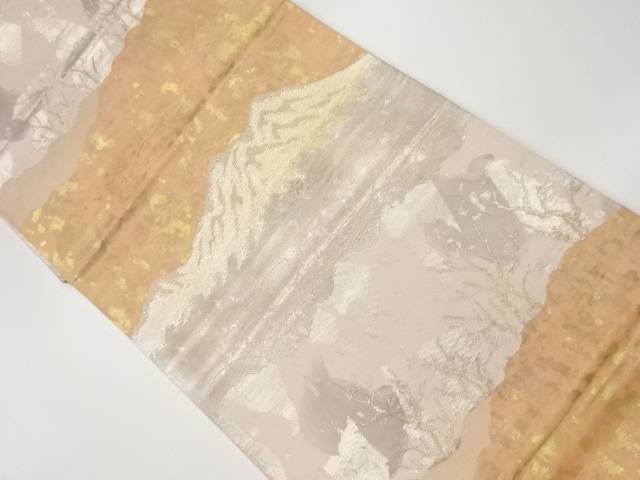 引箔山並に草木模様織出し袋帯【リサイクル】【中古】【着】(prc)