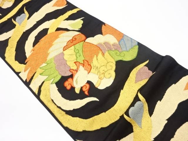 鳳凰模様織出し袋帯【リサイクル】【中古】【着】(prc)