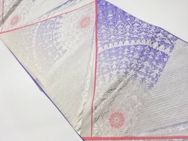 斜線に華文模様織出し袋帯【リサイクル】【中古】【着】(prc)｜Kimono-Shinei　２号店
