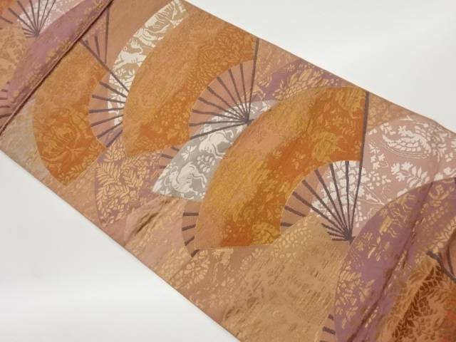 扇に動物・草花模様織出し袋帯【リサイクル】【中古】【着】(prc)