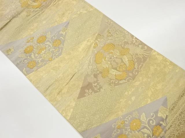 鳳凰に花唐草模様織出し袋帯【リサイクル】【中古】【着】