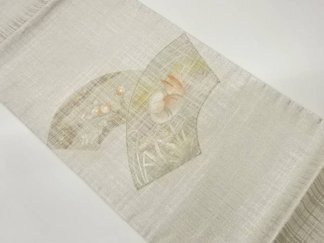 金彩地紙に鴛鴦・花模様袋帯【リサイクル】【中古】【着】