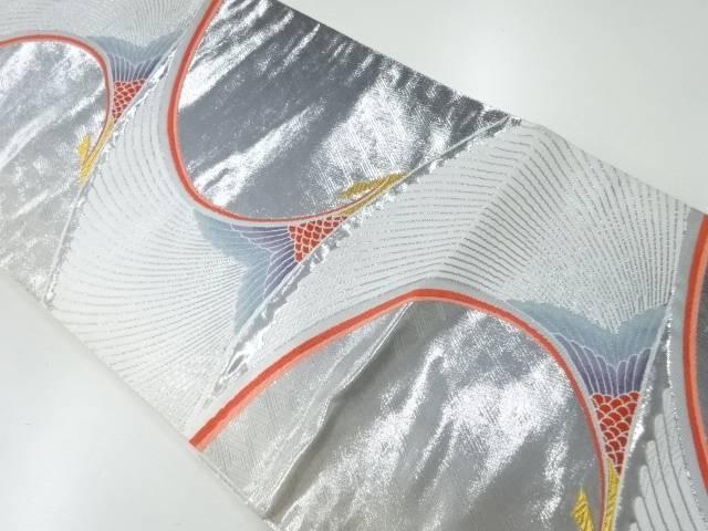 鶴模様織出し袋帯【リサイクル】【中古】【着】
