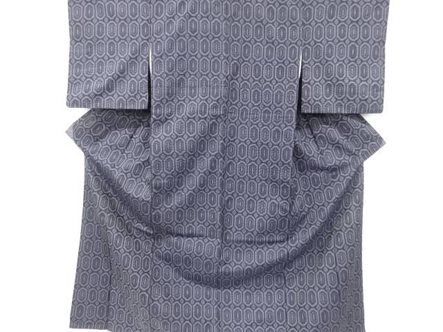 亀甲模様織り出し西陣伝承紬着物【リサイクル】【中古】【着】