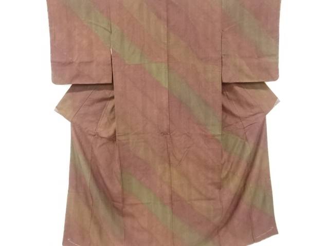 絞り　斜め縞模様経節紬着物【リサイクル】【中古】【着】｜Kimono-Shinei　２号店