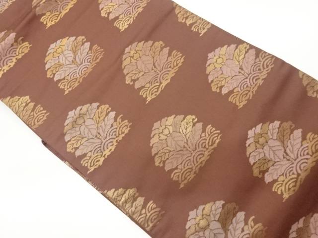 青海波に鶏頭金襴模様織出し名古屋帯【中古】【着】｜Kimono-Shinei　２号店