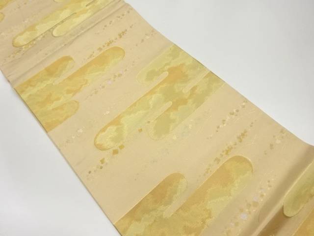 引箔ヱ霞に色紙散らし模様織出し袋帯【中古】【着】