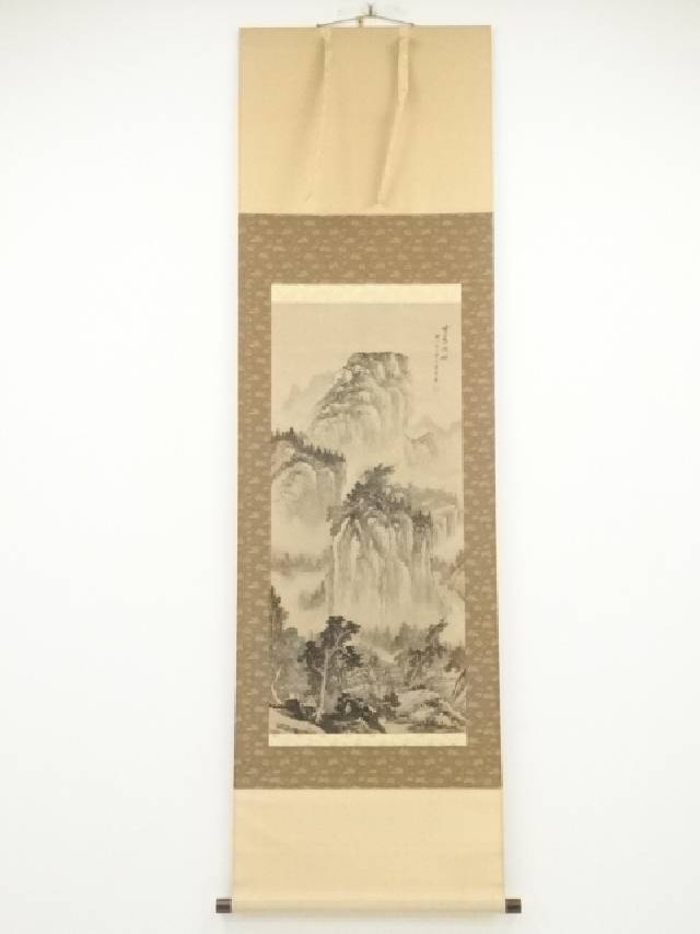 楽天市場】常山筆 水墨山水 肉筆絹本掛軸【中古】【道
