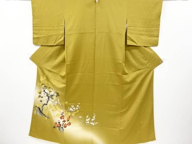 未使用品　梅に楓椿模様刺繍一つ紋付け下げ訪問着【リサイクル】【着】