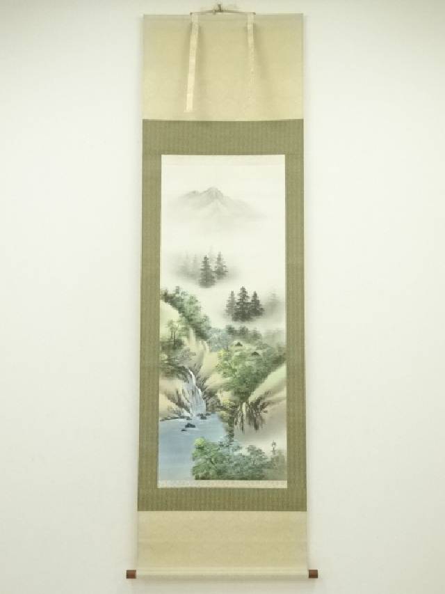 楽天市場】常山筆 水墨山水 肉筆絹本掛軸【中古】【道