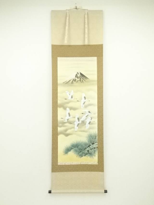 Amazon.co.jp: 小倉理山筆 絹本彩色画 古 都 富 貴 図 掛軸一幅