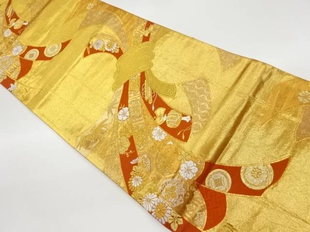 束ね熨斗に宝尽くし模様織出し袋帯【中古】【着】