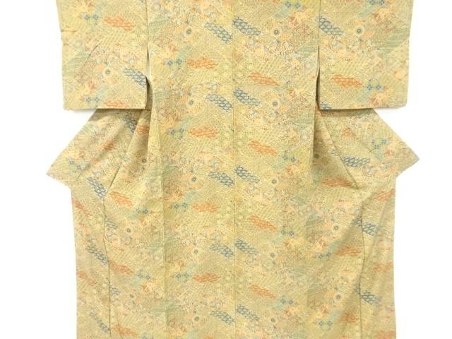 重ね色紙に花古典柄小紋着物【中古】【着】