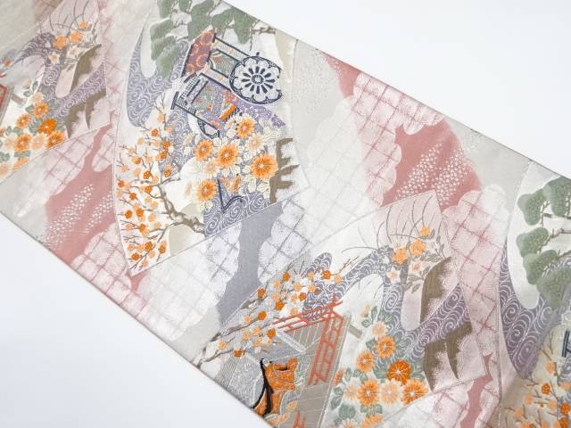平安源氏車模様織り出し　袋帯【中古】【着】