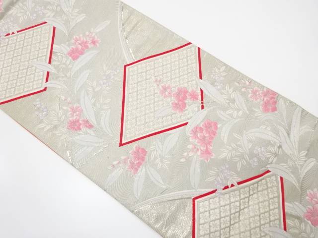 プラチナ箔　麗華菱華文織り出し　袋帯【中古】【着】