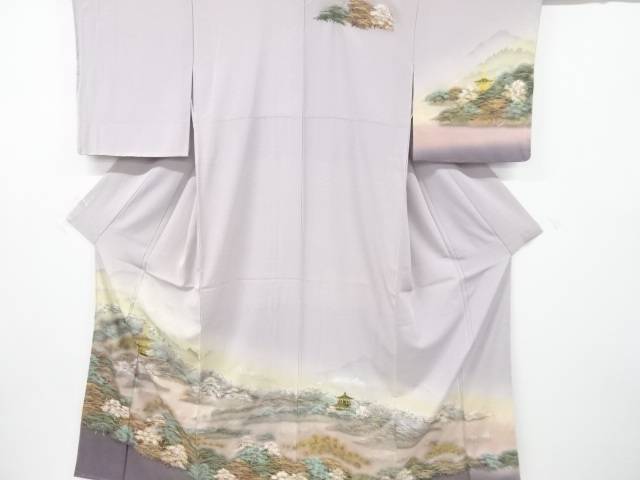 金彩寺塔風景模様訪問着【中古】【着】
