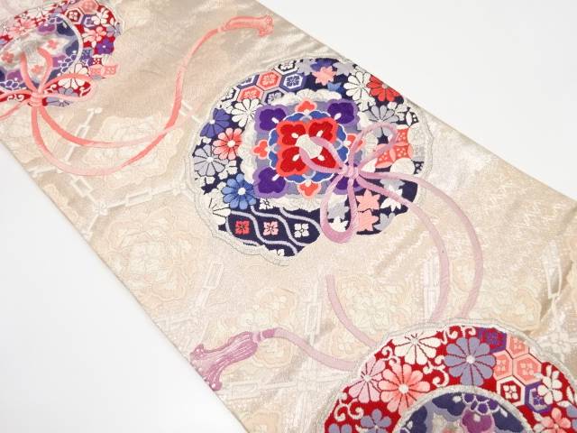 鏡裏に花蜀江模様織り出し　袋帯【中古】【着】