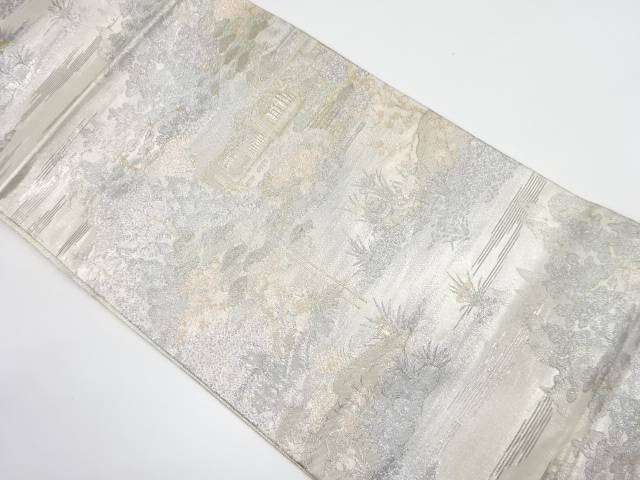 プラチナ箔　京百景　勧修寺模様織り出し　袋帯【中古】【着】