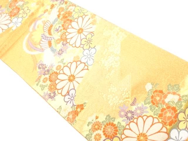 佐賀錦鳳凰に菊・牡丹・紗綾形模様織出し袋帯【中古】【着】