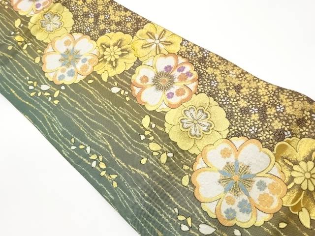 八重桜に花びら散らし模様織出し袋帯【中古】【着】|Kimono-Shinei 2号店