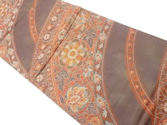 変わり横段に花唐草模様織出し袋帯【中古】【着】｜Kimono-Shinei　２号店
