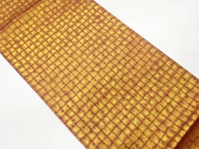 寿光織格子模様織出し全通袋帯【中古】【着】｜Kimono-Shinei　２号店