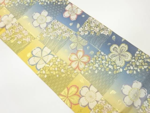 市松麻の葉桜文織出し袋帯【中古】【着】 23,004円