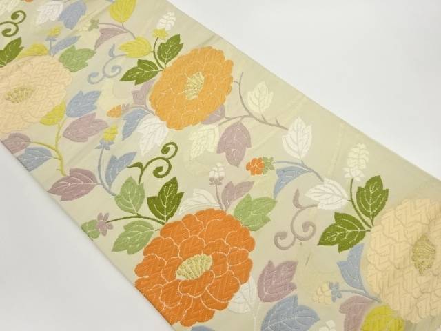 花唐草模様織出し袋帯【中古】【着】