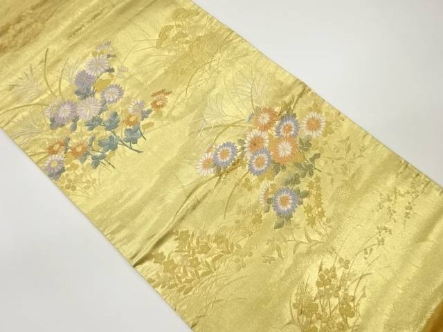 秋草模様織出し袋帯【中古】【着】