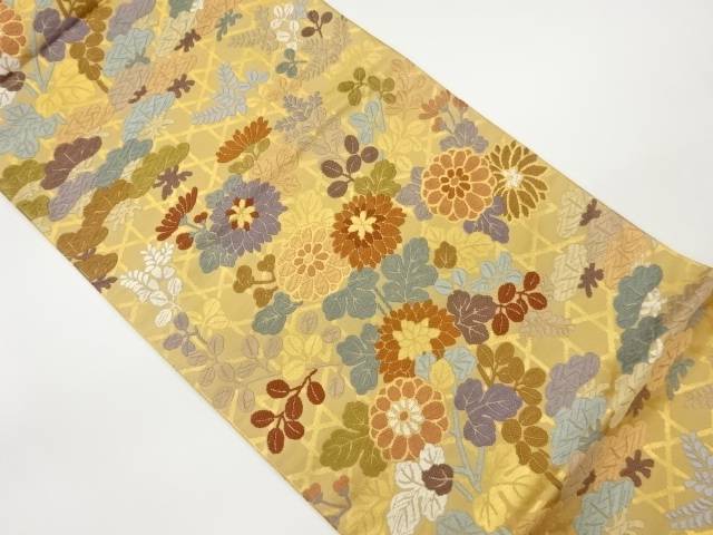唐織秋草・籠目模様織出し袋帯【中古】【着】｜Kimono-Shinei　２号店 21,534円