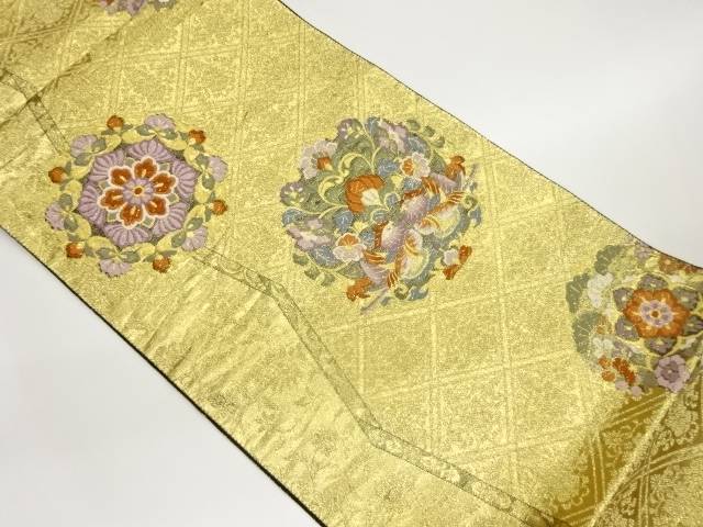 菱取花華文織出し袋帯【中古】【着】