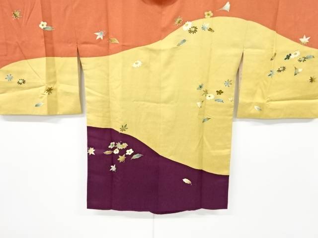草葉に花模様絵羽道行コート【中古】【着】｜Kimono-Shinei　２号店