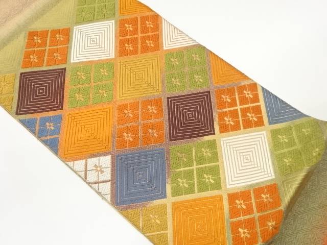 唐織菱模様織出し袋帯【中古】【着】