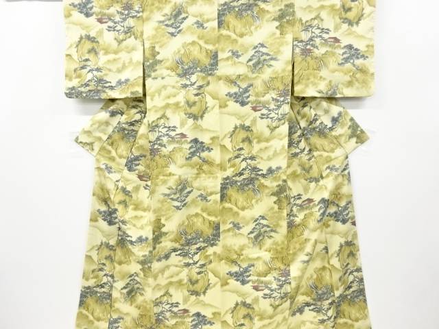 家屋風景模様本場大島紬着物【中古】【着】