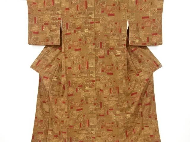 掛け軸に花模様小紋着物【中古】【着】