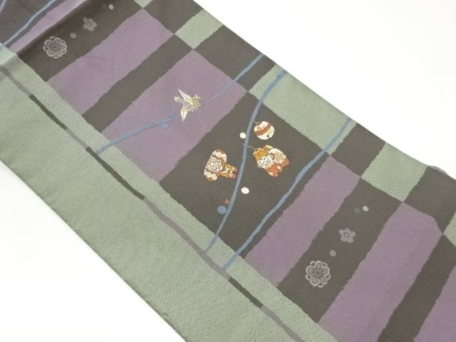 梅玩具に変わり格子模様織出し名古屋帯【中古】【着】|Kimono-Shinei 2号店