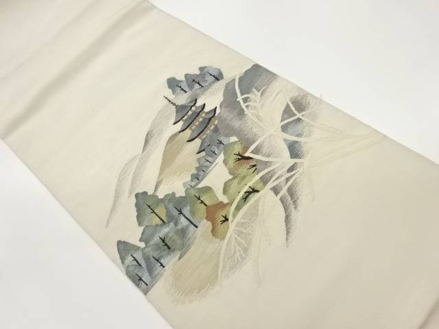 すくい織寺院に抽象山模様織出し袋帯【中古】【着】 10,952円