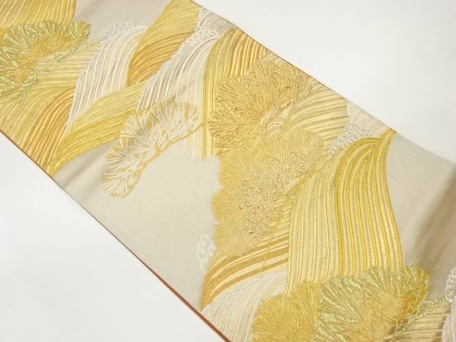 金糸荒波に松模様織出し袋帯【中古】【着】