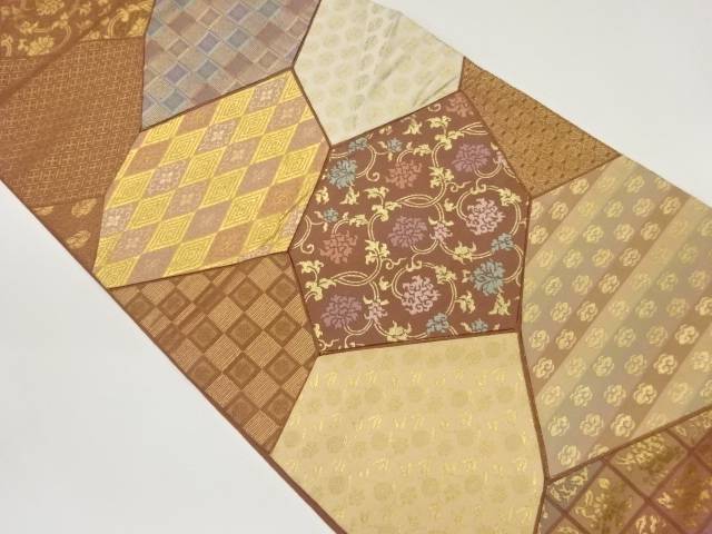 切り嵌め名物裂模様織出し袋帯【中古】【着】