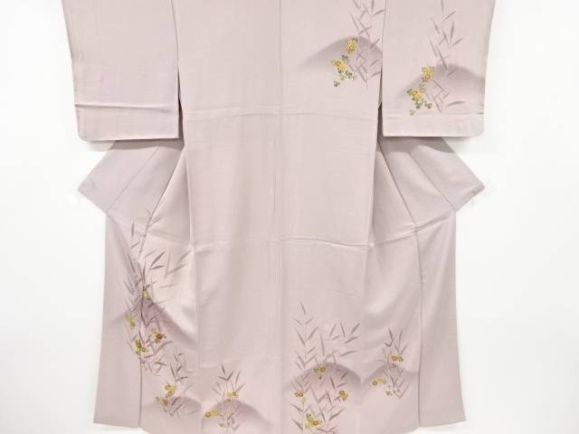 草花模様刺繍訪問着【中古】【着】