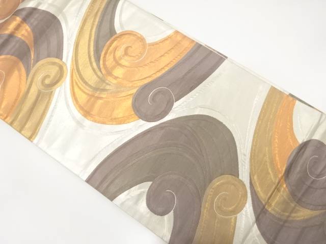 流水模様織り出し　袋帯【中古】【着】