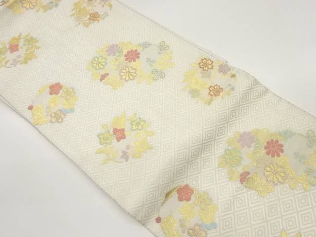 花丸文様織出し名古屋帯【中古】【着】｜Kimono-Shinei　２号店 9,576円