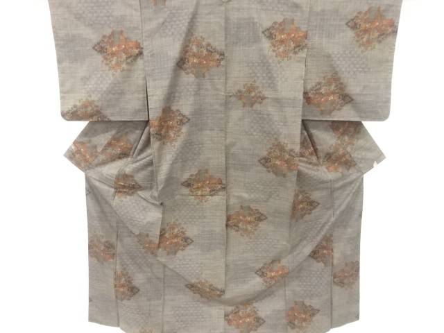 幕に花模様織り出し本場泥大島紬着物(5マルキ)【中古】【着】